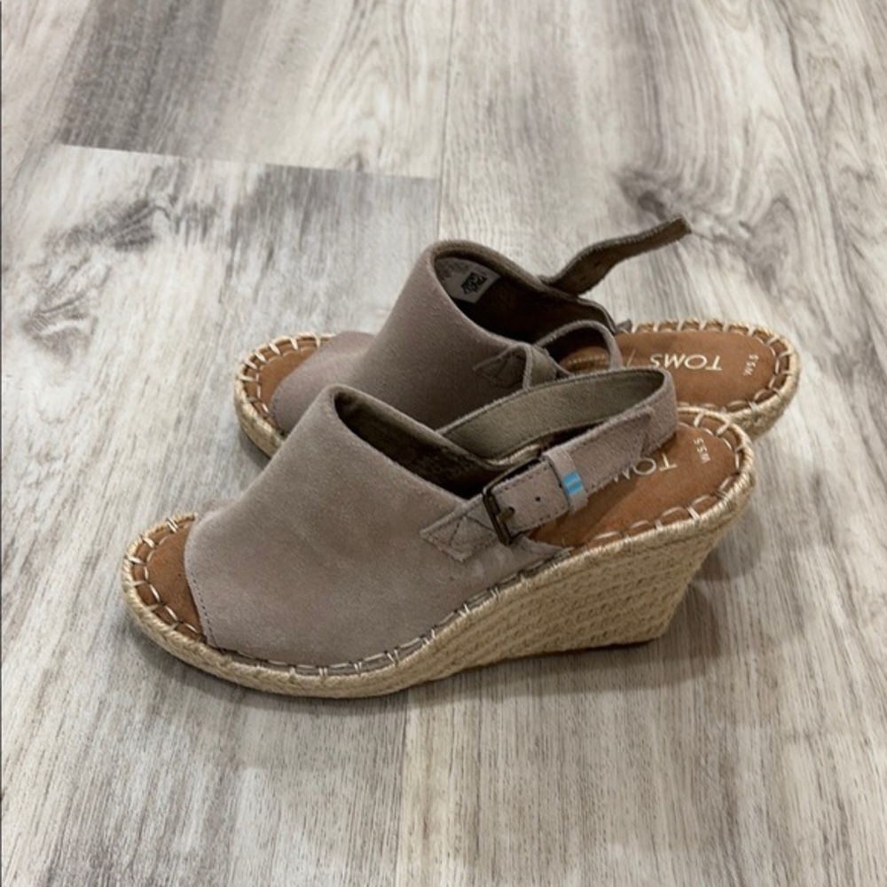 TOMS Women's Taupe Espadrille Wedge Sandals